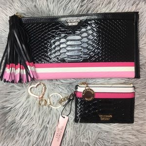New Victoria’s Secret Pink Black Clutch Set